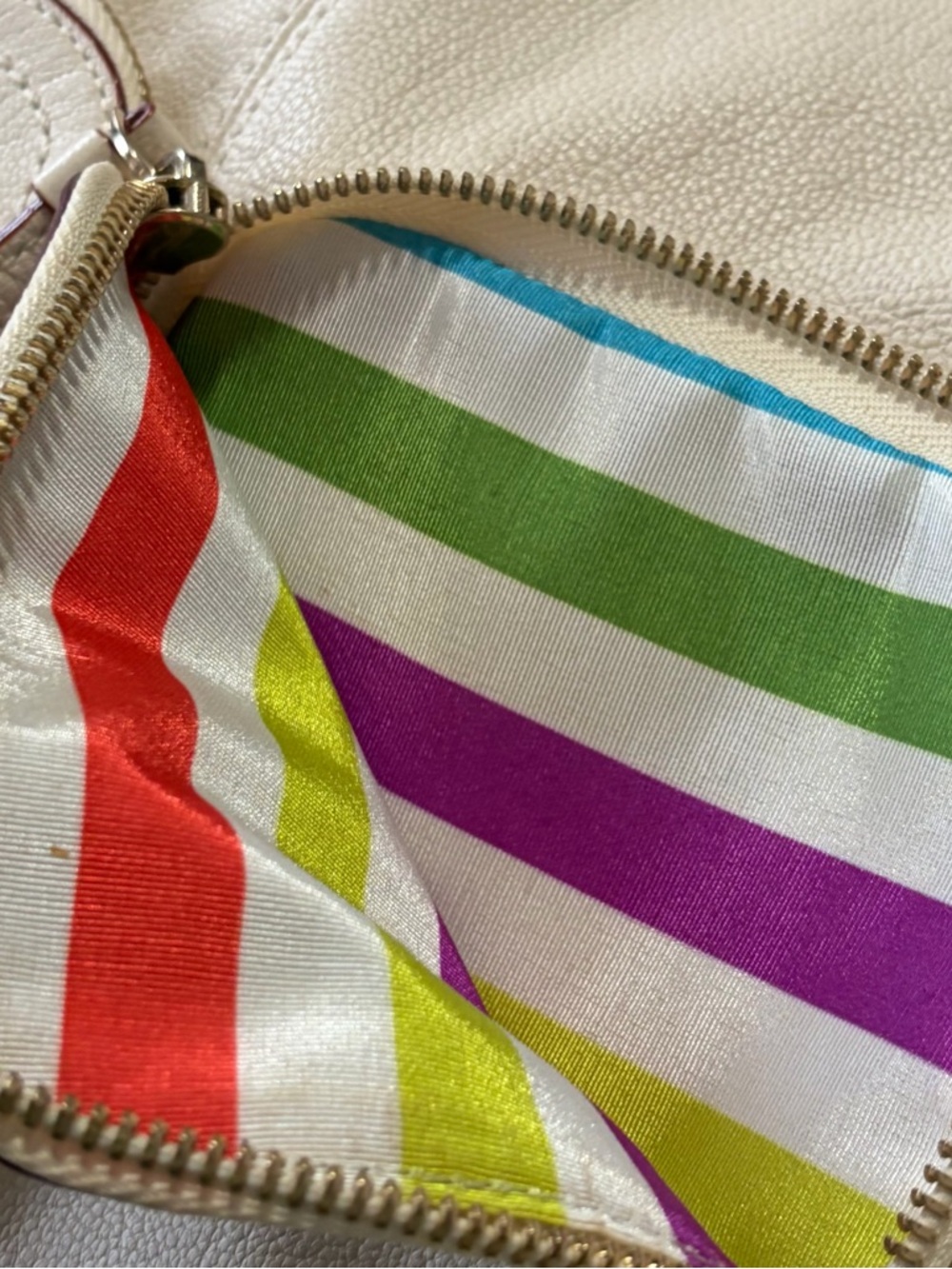 Kate Spade Ginnifer La Casita Hobo Bag Cream Leather Purse Shoulder Bag Pockets - Picture 11 of 14